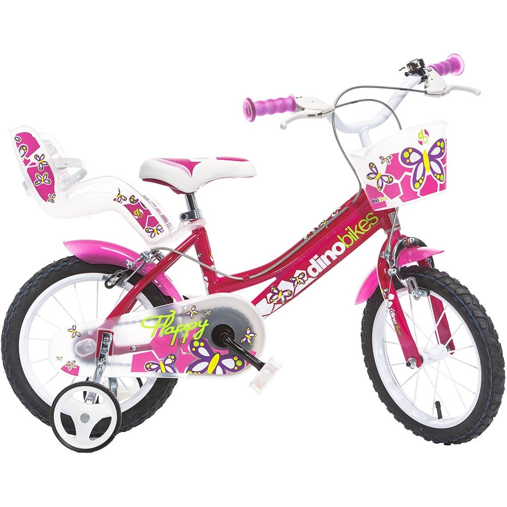 Dino Bikes bicicleta copii 14" pentru 4-7 ani Flappy fuchsia Imagine principală a produsului