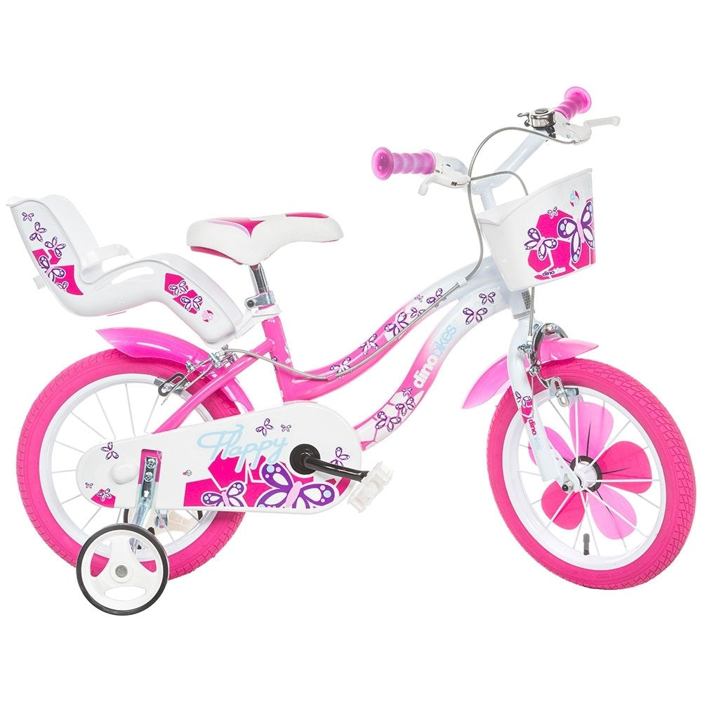 Dino Bikes bicicleta copii 14" pentru 4-7 ani Flappy roz Imagine principală a produsului