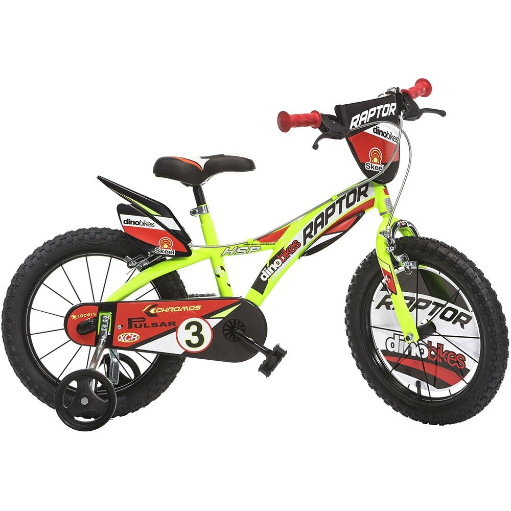Dino Bikes bicicleta copii 14" pentru 4-7 ani Raptor galben