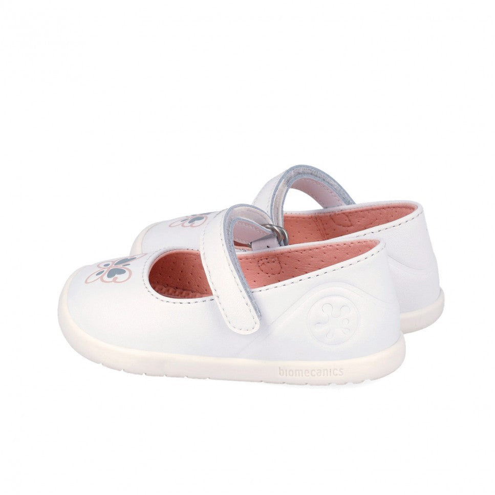 Biomecanics balerini fete First Steps Barefoot 19-26 Sauvage Blanco cu fluturas
