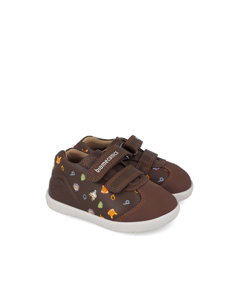 Biomecanics pantofi baieti Barefoot 19-26 Sauvage Choco cu animale