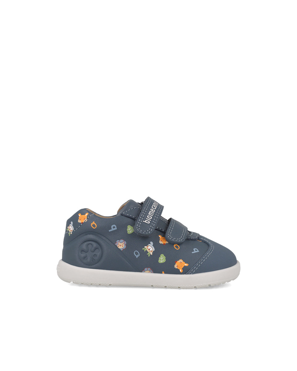 Biomecanics pantofi baieti Barefoot 19-26 Sauvage Petrol cu animale