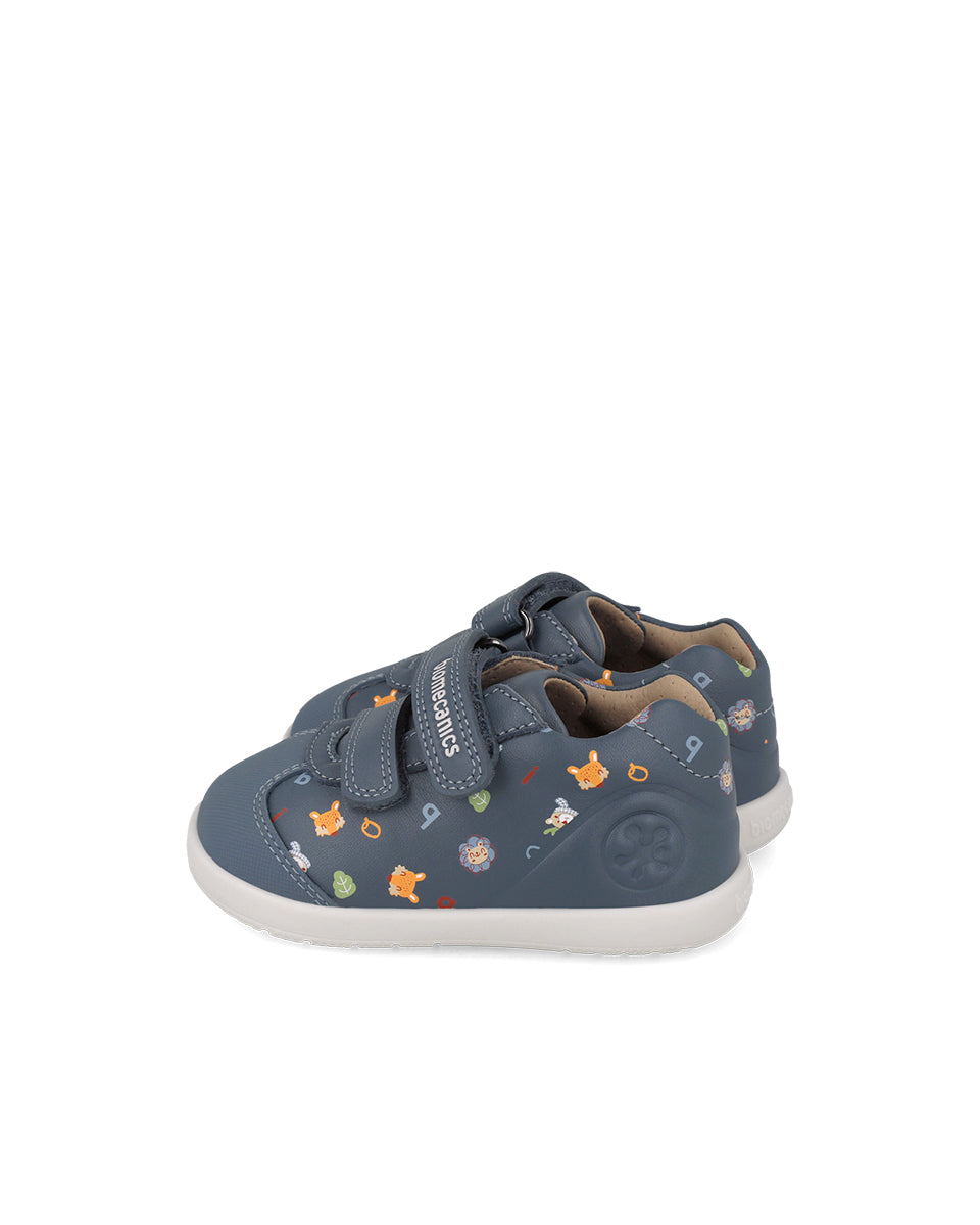 Biomecanics pantofi baieti Barefoot 19-26 Sauvage Petrol cu animale