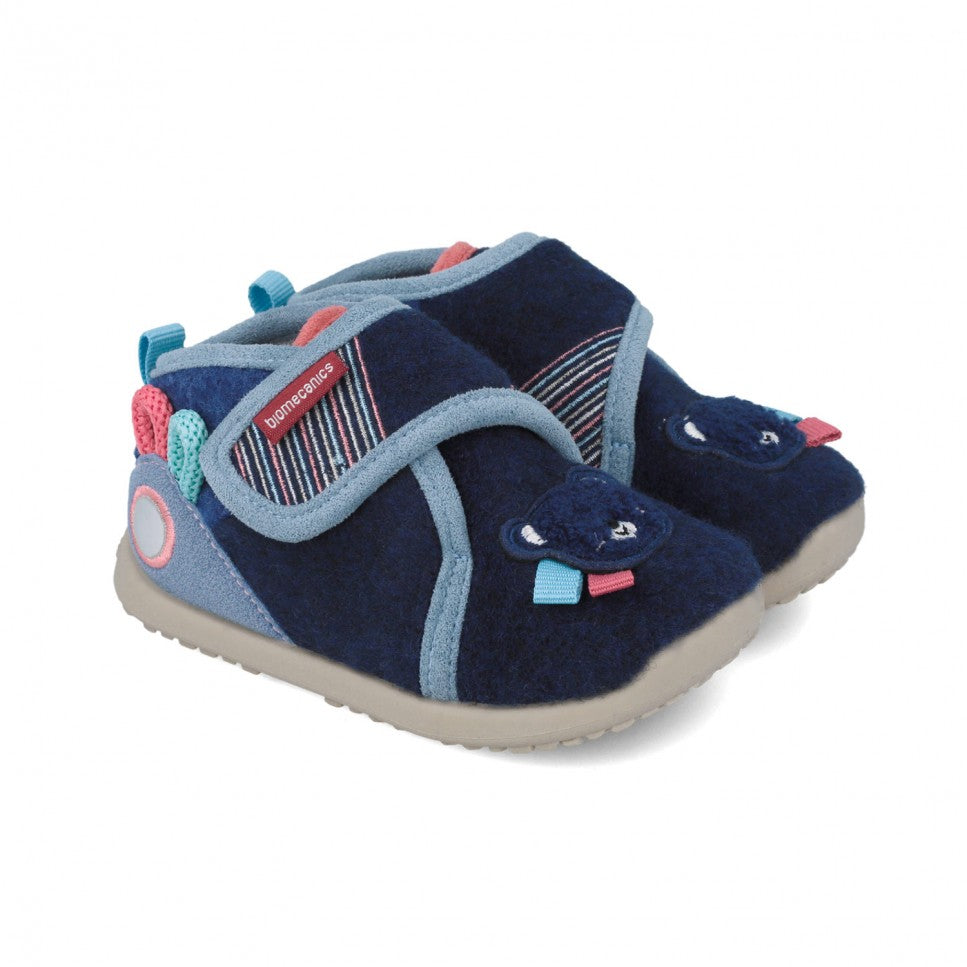 Biomecanics pantofi baieti de casa Primii Pasi 19-24 Mat Azul marino cu ursulet Imagine principală a produsului