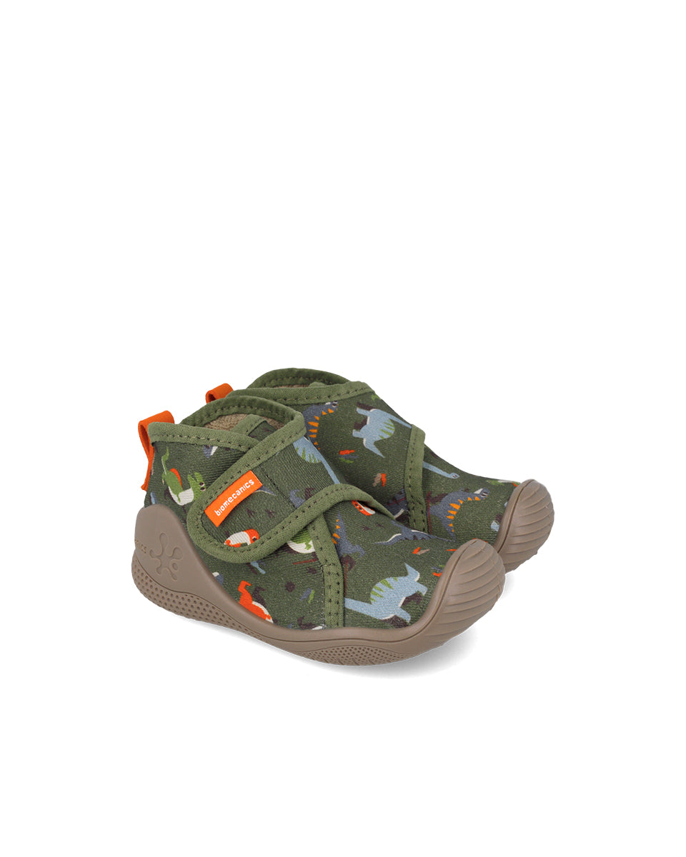 Biomecanics pantofi baieti de interior 18-24 Gabardina Kaki cu dino