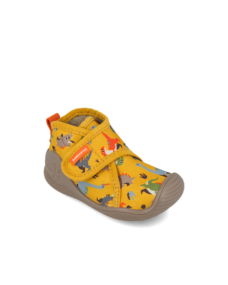 Biomecanics pantofi baieti de interior 18-24 Gabardina Mostaza cu dino