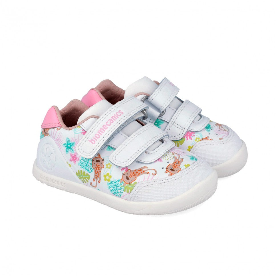 Biomecanics pantofi fete BAREFOOT 19-26 Napa Blanco cu leopard Imagine principală a produsului