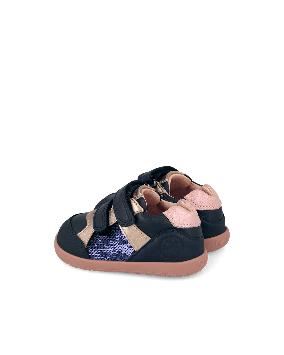 Biomecanics pantofi fete Barefoot 19-26 Sauvage Ocean cu paiete