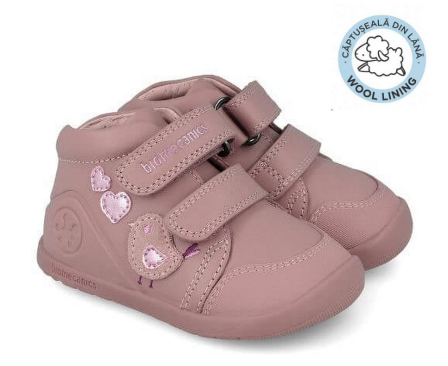 Biomecanics pantofi fete captusiti Barefoot 24-26 Sauvage Kiss cu pasare
