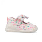 Biomecanics pantofi fete decupati din panza canvas First Steps 19-24 Lurex Blanco cu stelute
