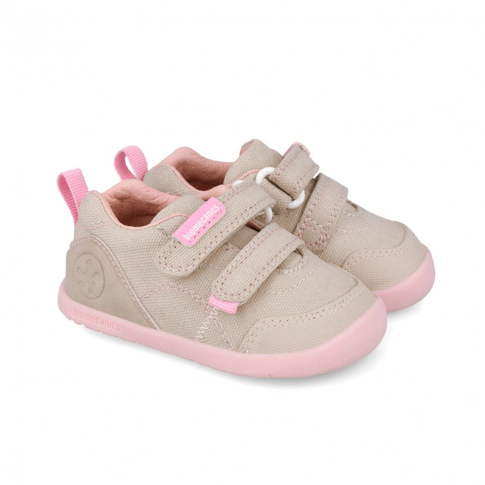 Biomecanics pantofi fete din panza BAREFOOT 20-25 Pique Beige Y Rosa Imagine principală a produsului