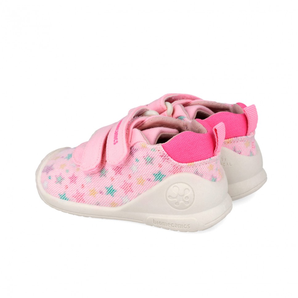 Biomecanics pantofi fete din panza canvas First Steps 18-24 Lurex Rosa cu stelute