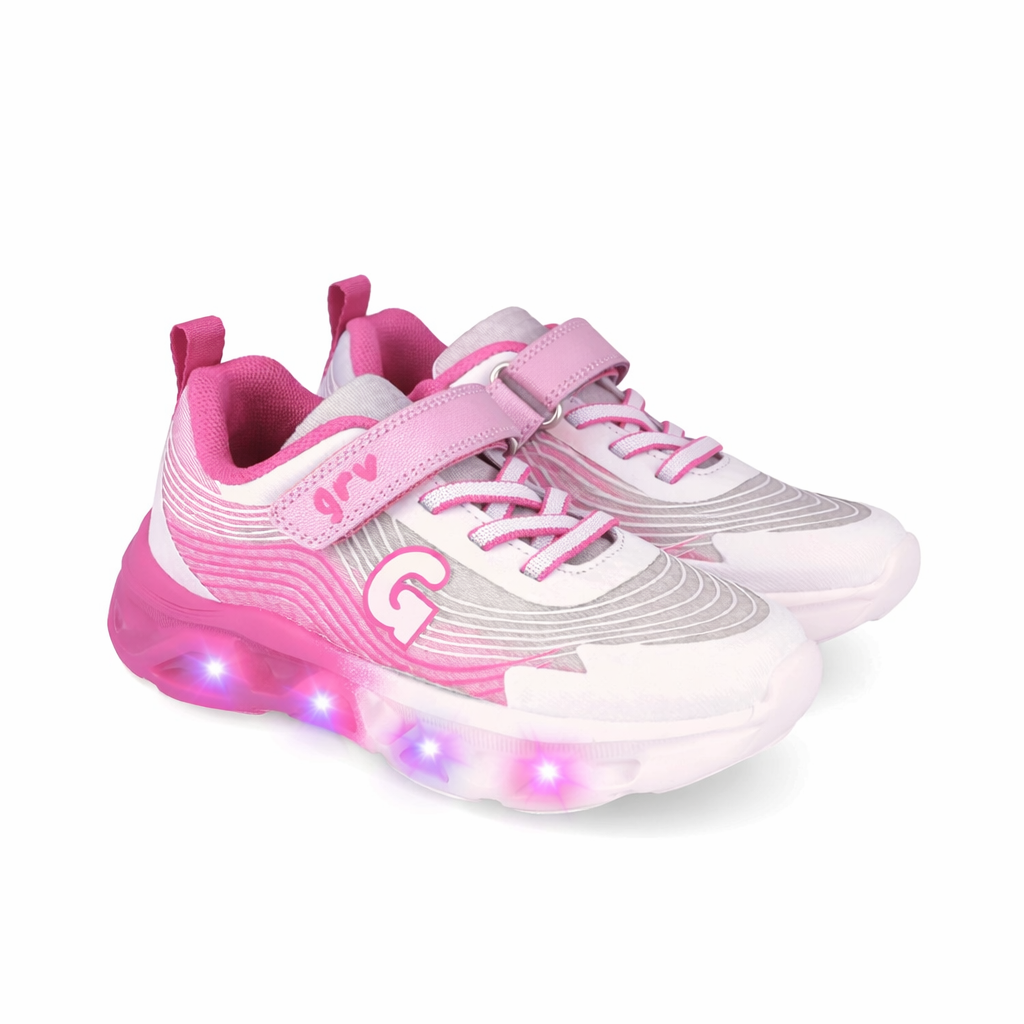 Garvalin Biomecanics pantofi fete sport cu LED 24-34 Mat Blanco Y Rosa