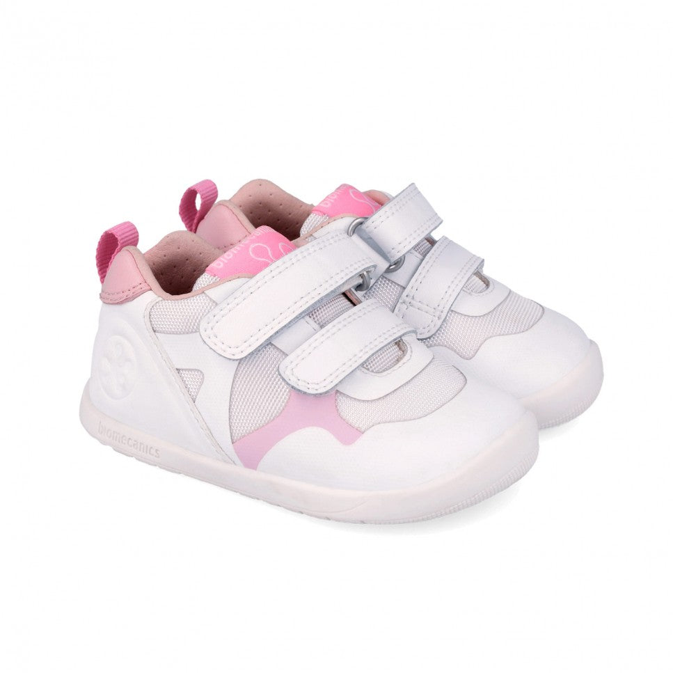 Biomecanics pantofi fete sport First Steps Barefoot 19-26 Blanco Y Rosa