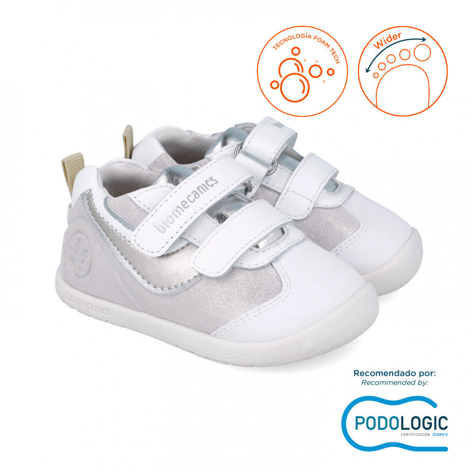 Biomecanics pantofi fete sport Primii pasi 19-23 Serraje Laminado Plata Imagine principală a produsului