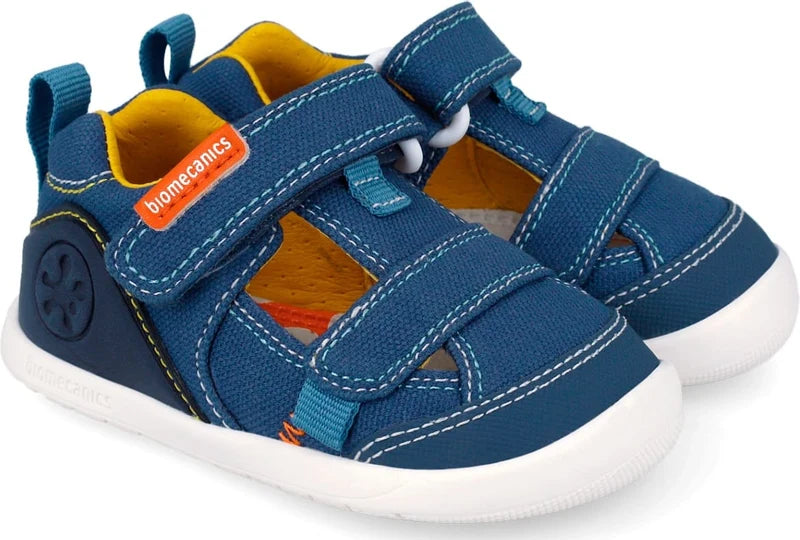 Biomecanics sandale baieti Barefoot din panza canvas 19-26 Pique Petrol