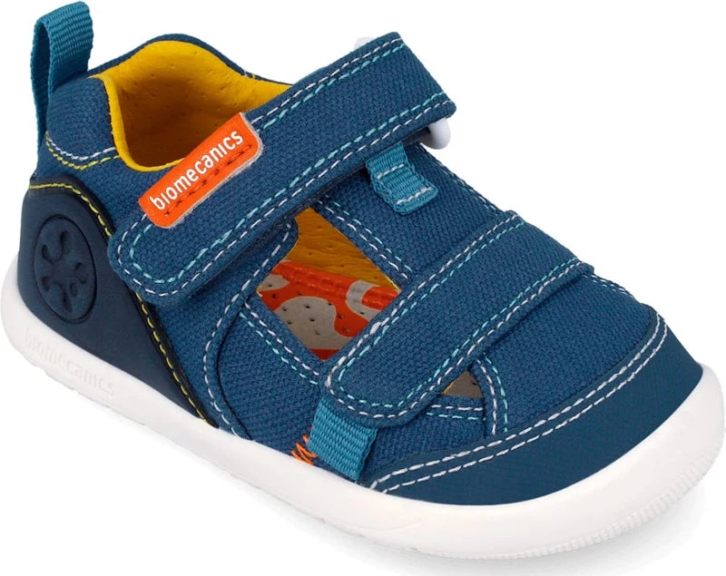Biomecanics sandale baieti Barefoot din panza canvas 19-26 Pique Petrol
