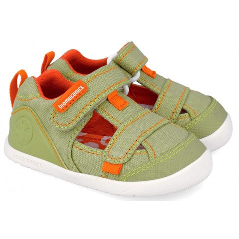 Biomecanics sandale baieti Barefoot din panza canvas 19-26 Pique Verde Imagine principală a produsului
