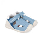 Biomecanics sandale baieti Barefoot First Steps din panza canvas 18-24 Pique Jeans