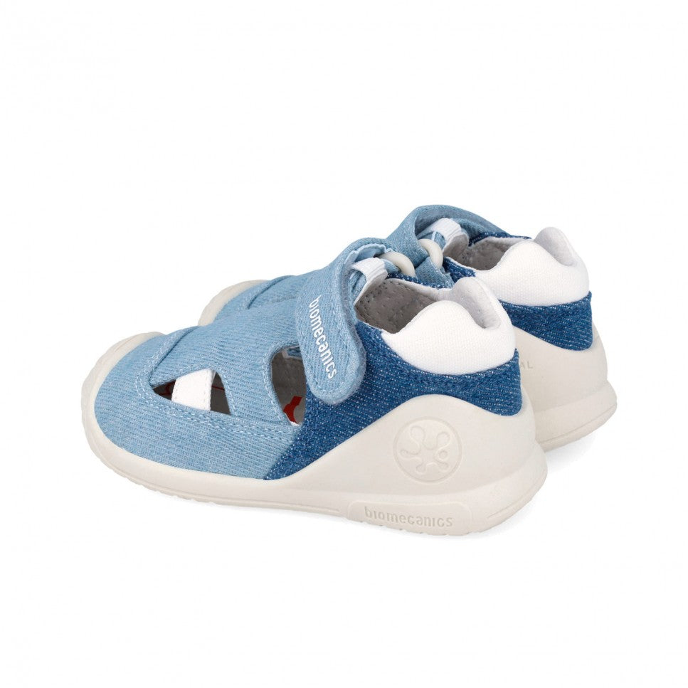 Biomecanics sandale baieti Barefoot First Steps din panza canvas 18-24 Pique Jeans