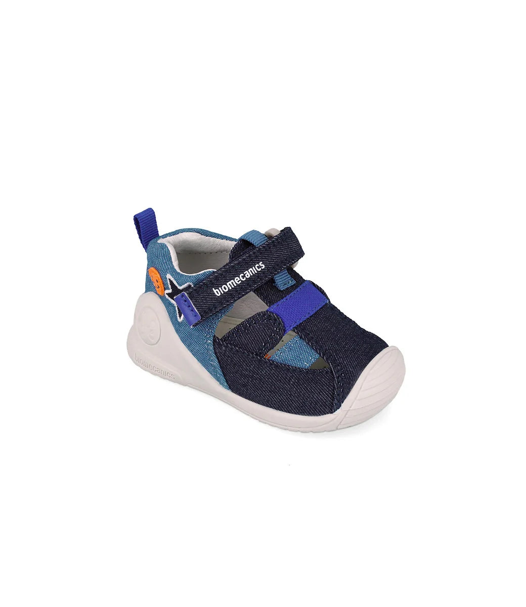 Biomecanics sandale baieti din panza 18-24 Pique Azul Marin cu stea
