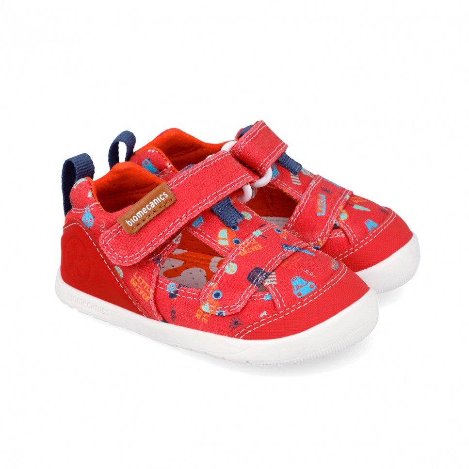 Biomecanics sandale baieti din panza Biogateo Wider 19-26 Pique Rojo cu masina