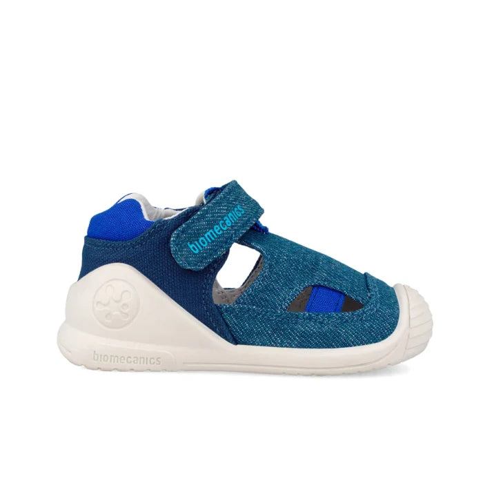 Biomecanics sandale baieti Barefoot First Steps din panza canvas 18-24 Pique Azul Imagine secundară a produsului