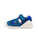 Biomecanics sandale baieti Barefoot First Steps din panza canvas 18-24 Pique Azul