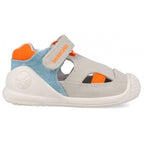 Biomecanics sandale baieti Barefoot First Steps din panza canvas 18-24 Pique Beige Claro Y Arangia