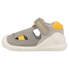 Biomecanics sandale baieti Barefoot First Steps din panza canvas 18-24 Pique Beige Y Amarillo