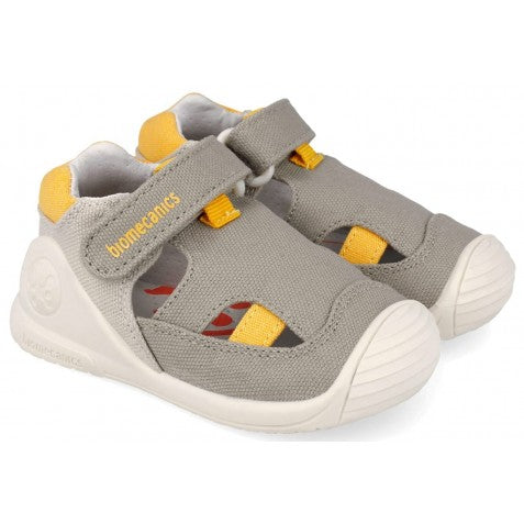 Biomecanics sandale baieti Barefoot First Steps din panza canvas 18-24 Pique Beige Y Amarillo Imagine principală a produsului