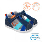 Biomecanics sandale baieti din panza Primii Pasi 19-23 Pique Azul Marino