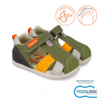 Biomecanics sandale baieti din panza Primii Pasi 19-23 Pique Kaki