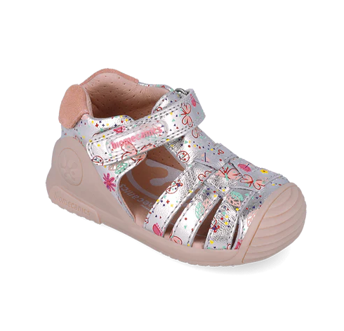 Biomecanics sandale fete 18-24 Metalcris Plata cu fluturasi