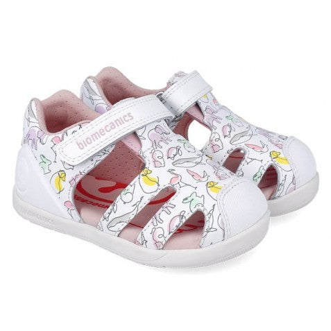 Biomecanics sandale fete 24-26 Napa Blanco cu animale