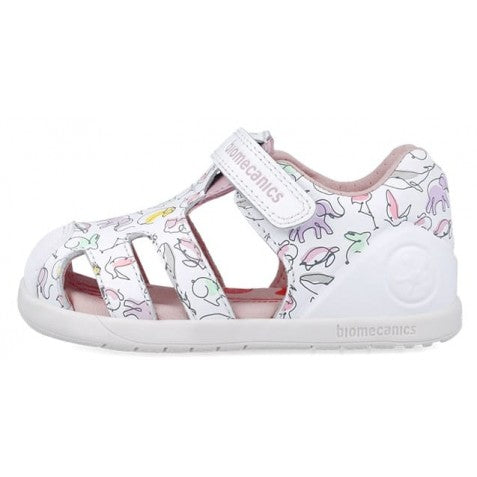 Biomecanics sandale fete 24-26 Napa Blanco cu animale