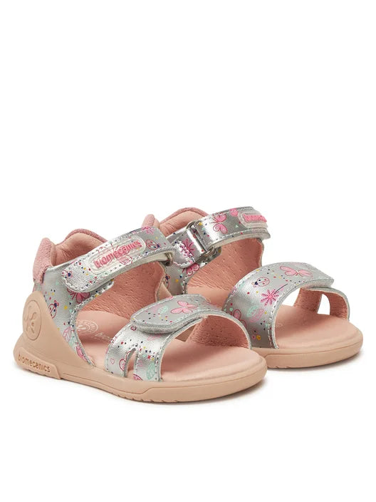 Biomecanics sandale fete 19-25 Metalcris Plata cu fluturas