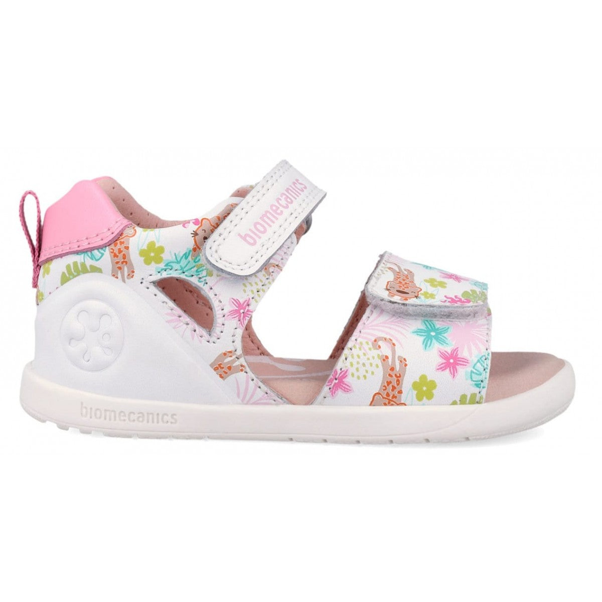 Biomecanics sandale fete Barefoot Primii Pasi cu varf deschis 19-26 Napa Blanco cu leopard Imagine secundară a produsului