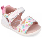 Biomecanics sandale fete Barefoot Primii Pasi cu varf deschis 19-26 Napa Blanco cu leopard