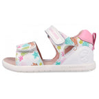 Biomecanics sandale fete Barefoot Primii Pasi cu varf deschis 19-26 Napa Blanco cu leopard