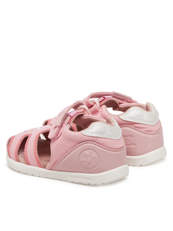 Biomecanics sandale fete din panza 18-24 Pique Rosa cu delfin