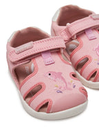 Biomecanics sandale fete din panza 18-24 Pique Rosa cu delfin