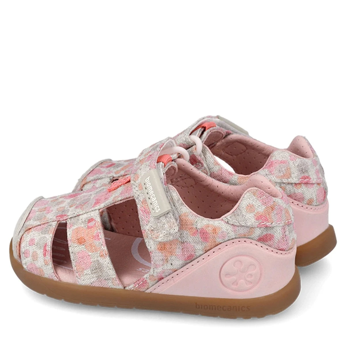 Biomecanics sandale fete din panza BAREFOOT 19-26 Lurex Beige cu buline