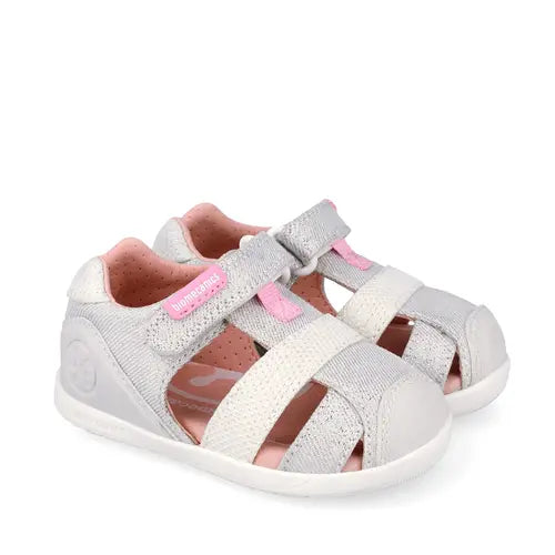 Biomecanics sandale fete din panza BAREFOOT 19-26 Pique Blanco Imagine principală a produsului
