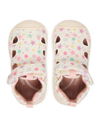 Biomecanics sandale fete Barefoot din panza canvas 18-24 Lurex Blanco cu stelute