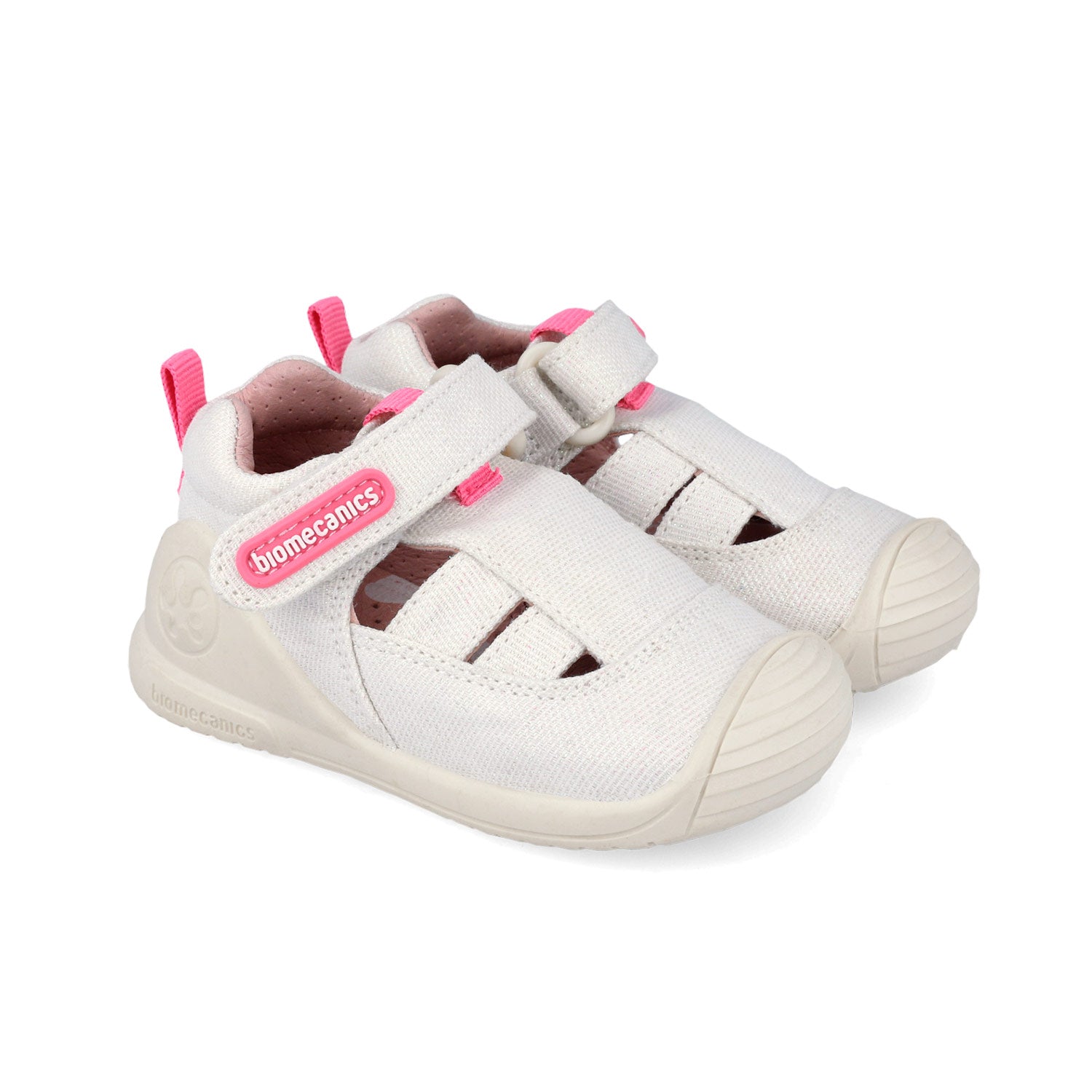 Biomecanics sandale fete din panza canvas 18-24 Lurex Blanco