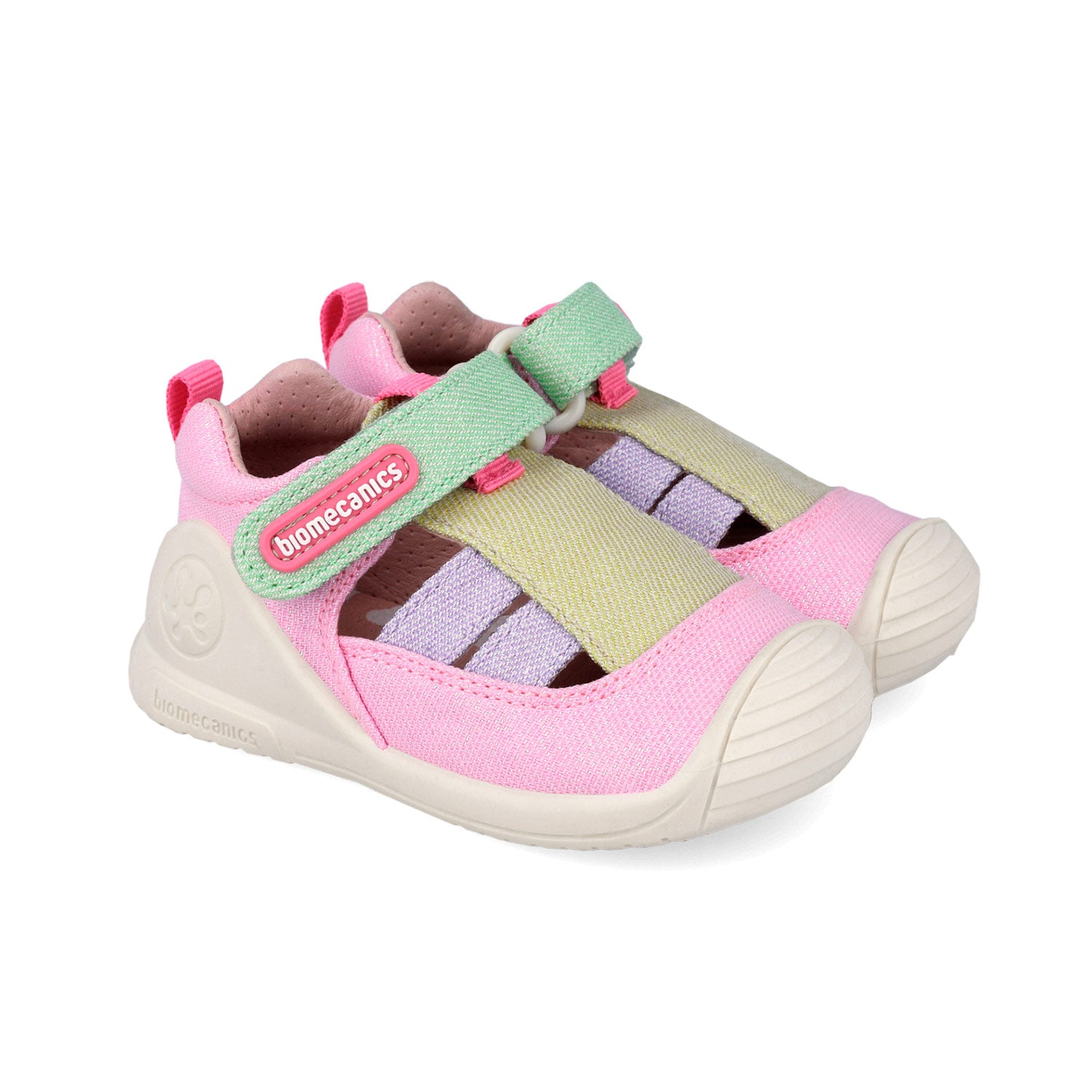 Biomecanics sandale fete Barefoot din panza canvas 18-24 Lurex Fucsia