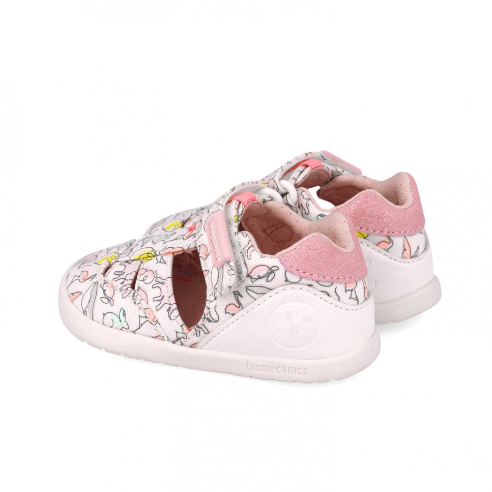 Biomecanics sandale fete din panza Primii Pasi 19-23 Pique Blanco