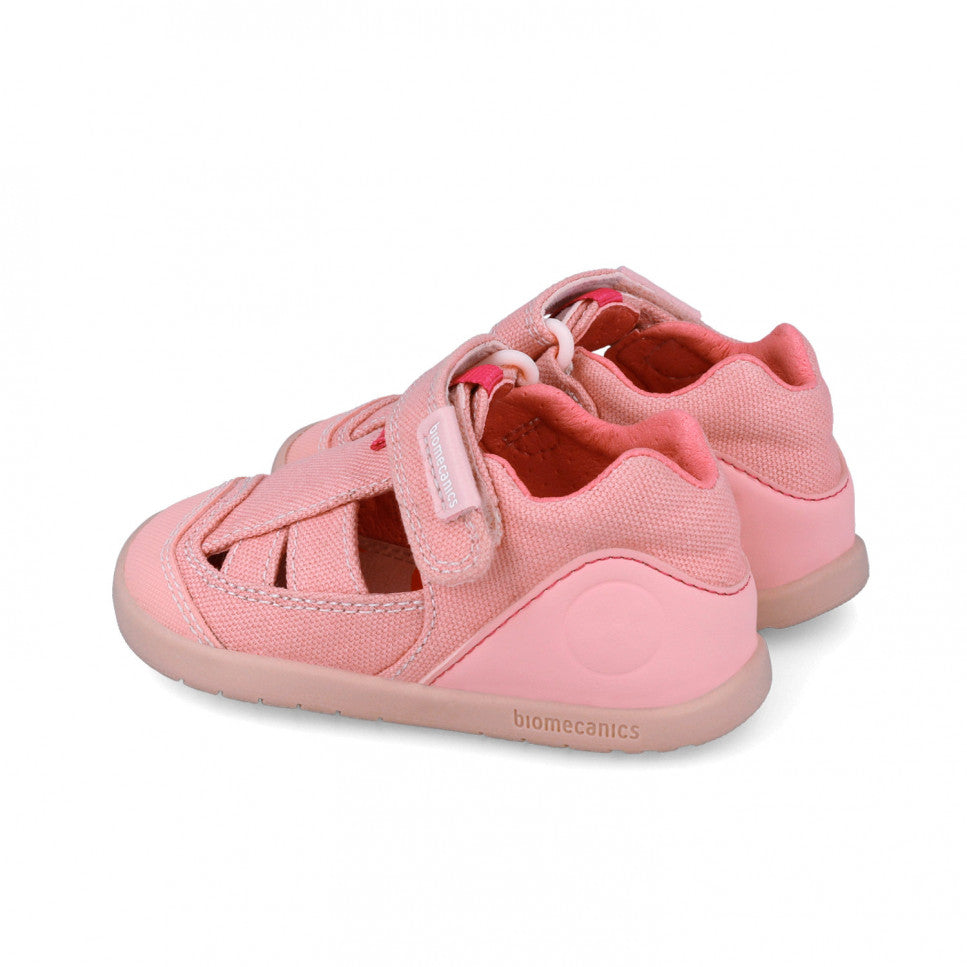 Biomecanics sandale fete din panza Primii Pasi 19-23 Pique Rose
