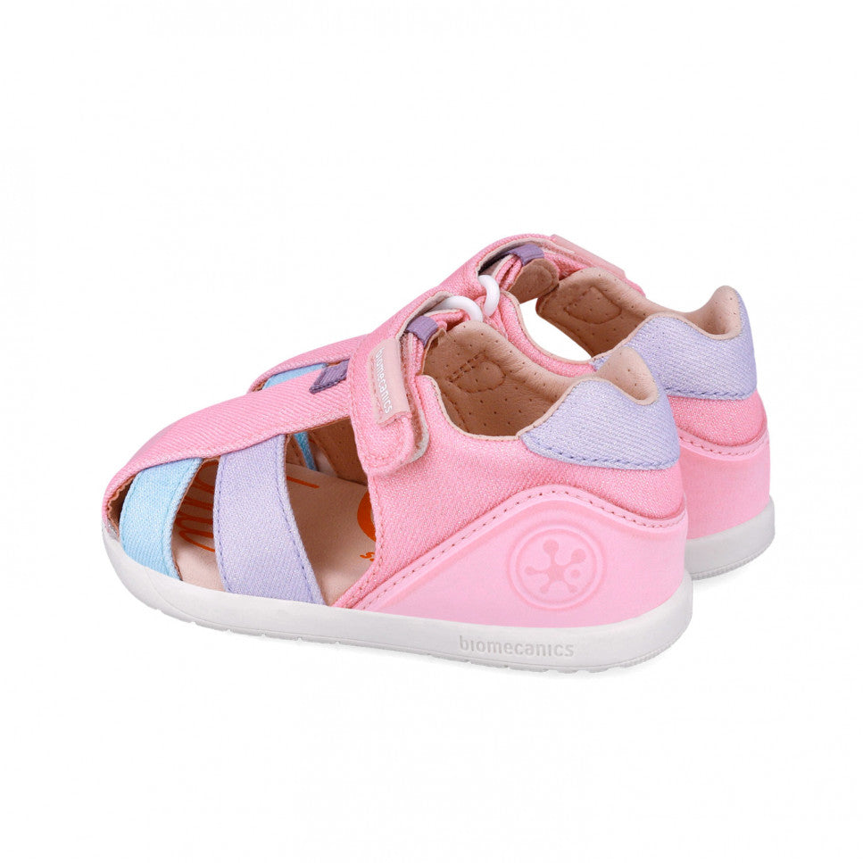 Biomecanics sandale fete din panza Primii Pasi 24-26 Lurex Lila